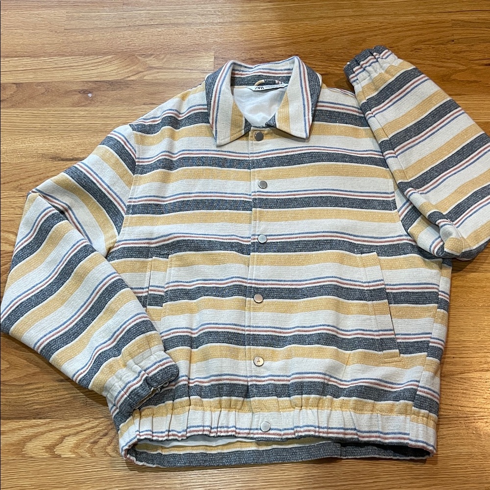 ZARA Men’s Striped Button-Up Jacket Size M
